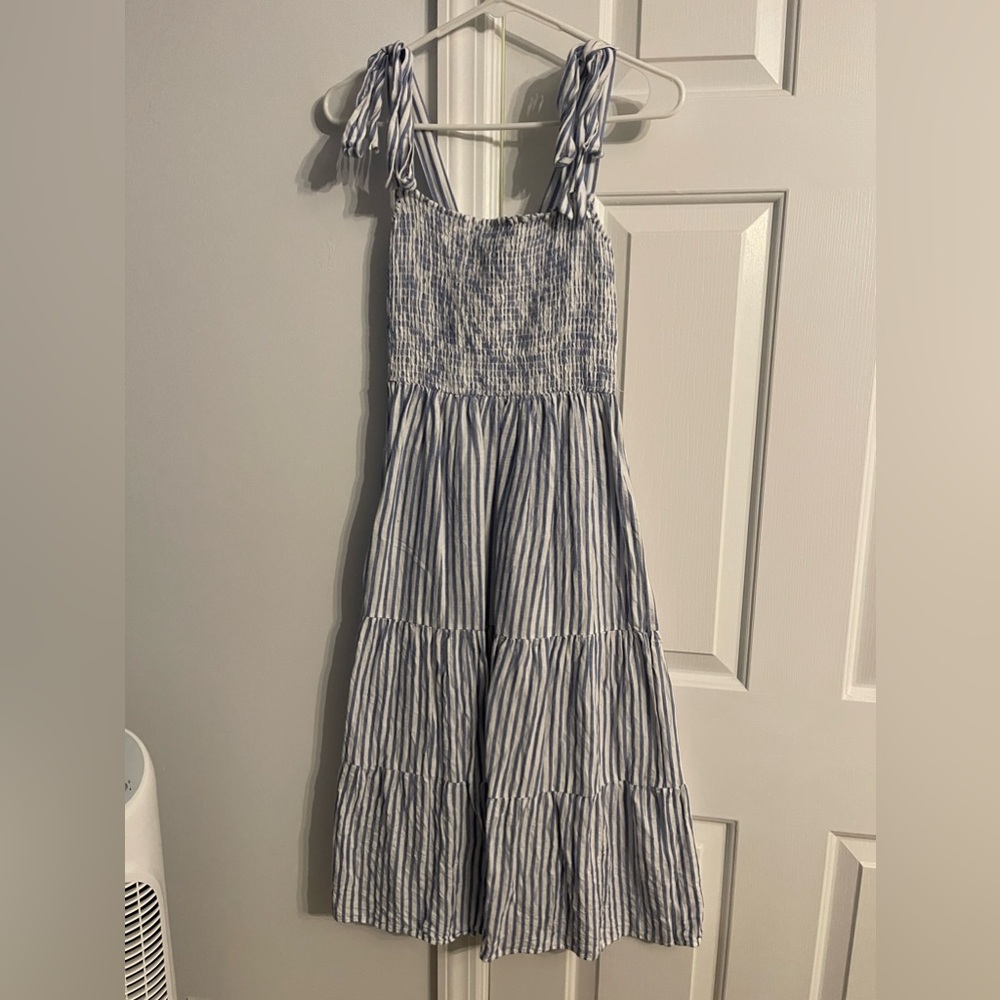 New Look blue and white striped midi dress / size 4